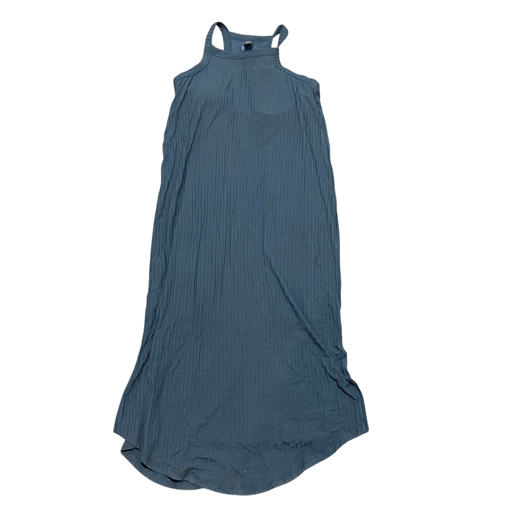SHEBIRD Ribbed Racerback Built in Bra Midi Dress Slate‎ Blue Size 2 Lined Pocket